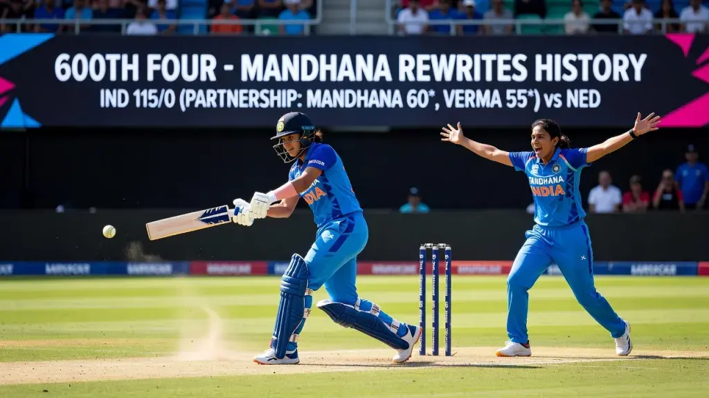Mandhana Rewrites History With Record 600th Four in T20 Internationals